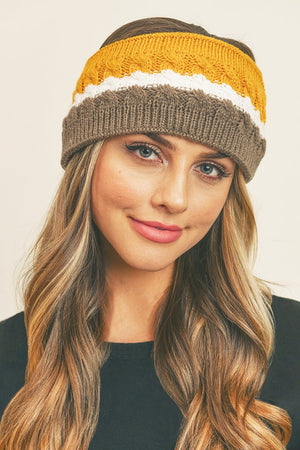 Winter Marches On Cable Fleece Headband, Mustard - Wholesale Accessory Market