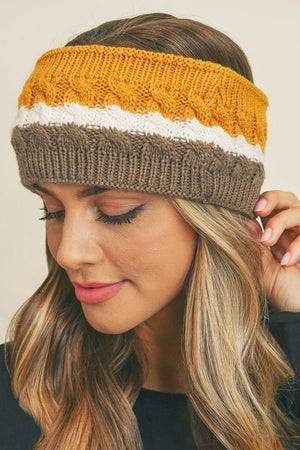 Winter Marches On Cable Fleece Headband, Mustard - Wholesale Accessory Market