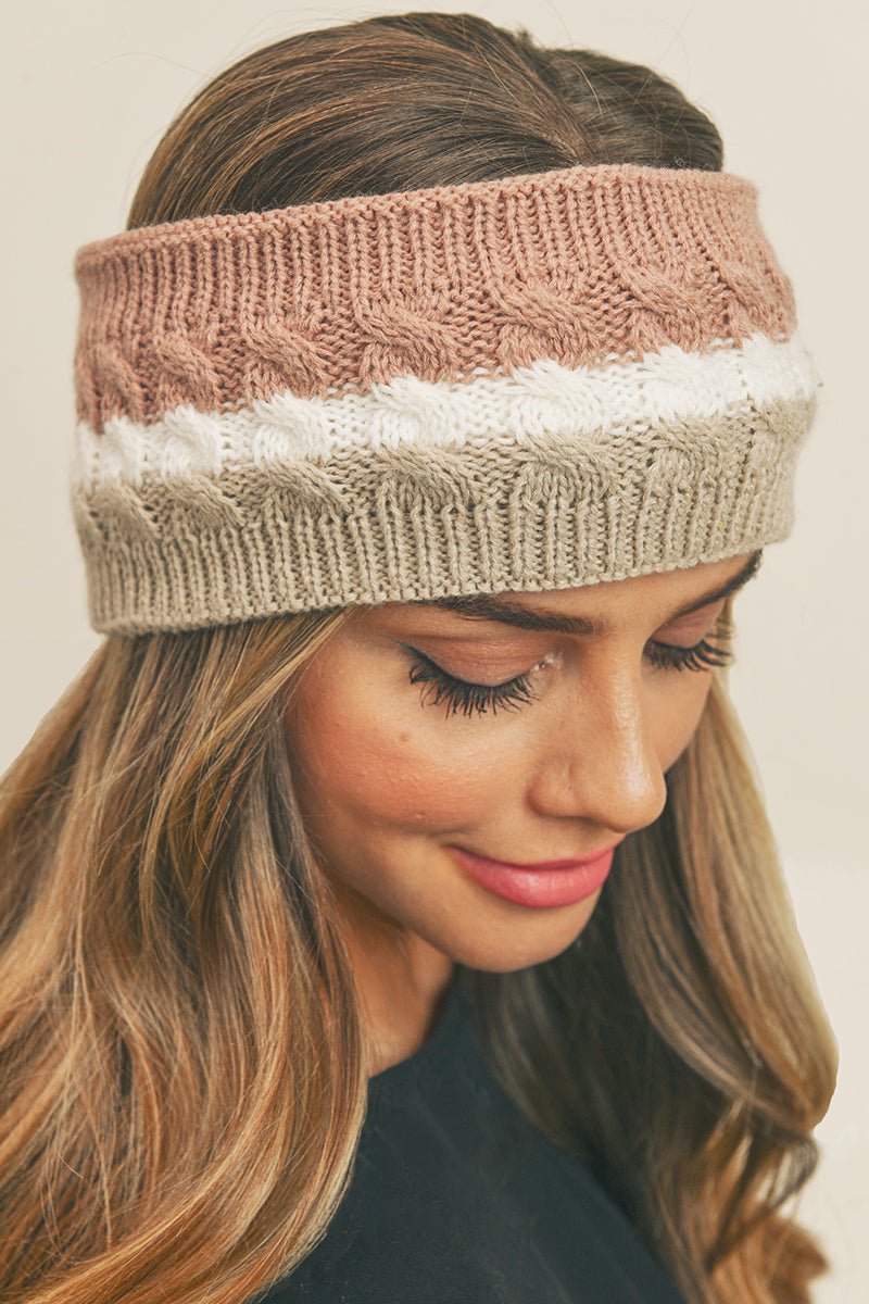 Winter Marches On Cable Fleece Headband, Pink - Wholesale Accessory Market