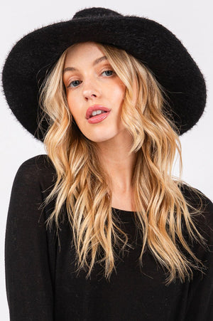 Black Fairbanks Fuzzy Fedora - Wholesale Accessory Market