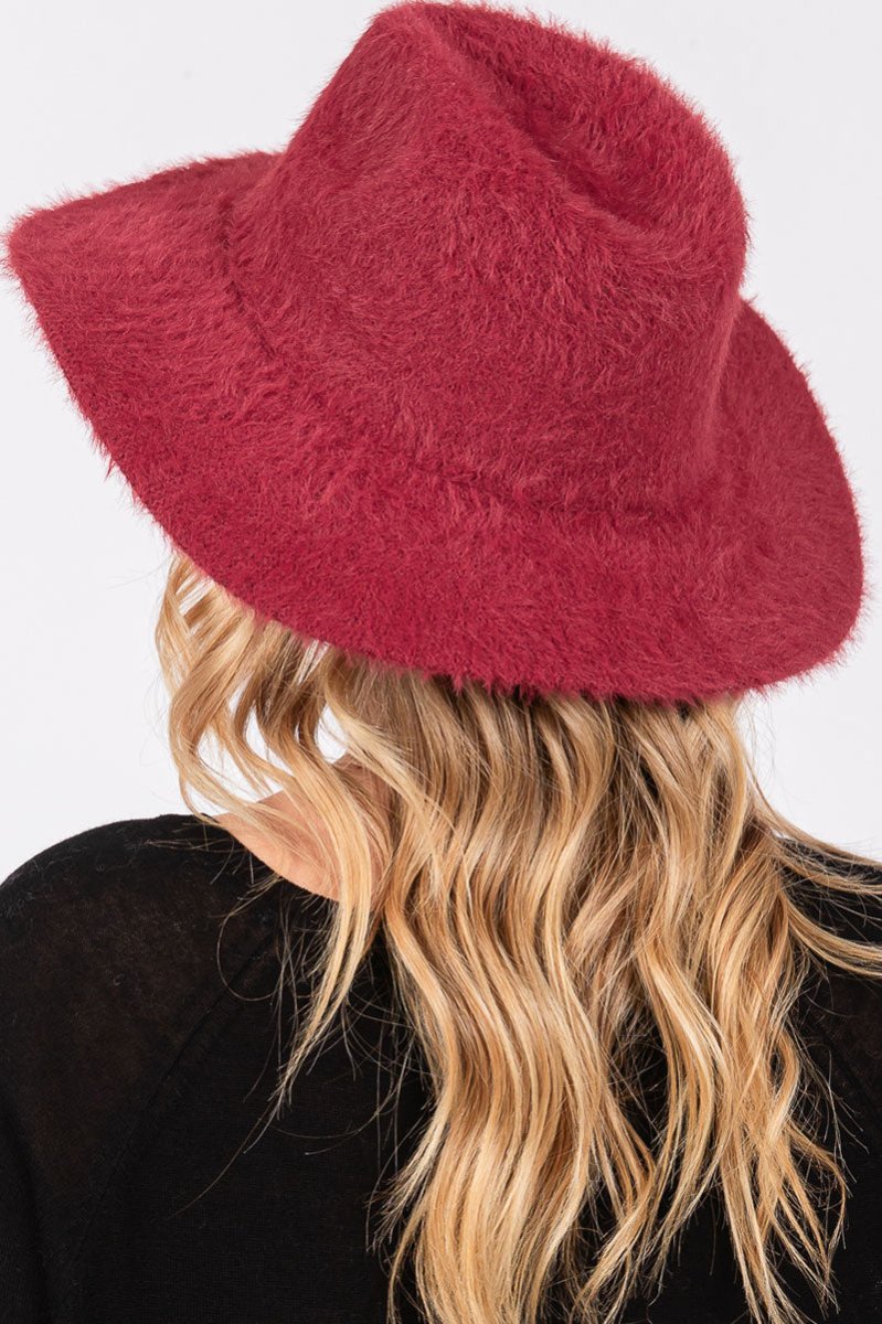 Burgundy Fairbanks Fuzzy Fedora - Wholesale Accessory Market