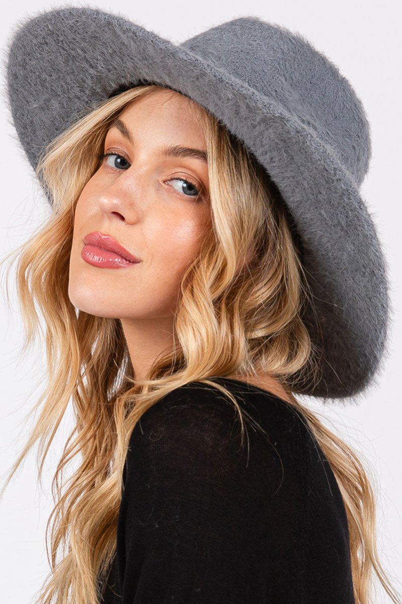 Denim Fairbanks Fuzzy Fedora - Wholesale Accessory Market