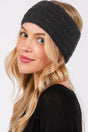 Face The Day Black Fuzzy Cable Knit Headband - Wholesale Accessory Market