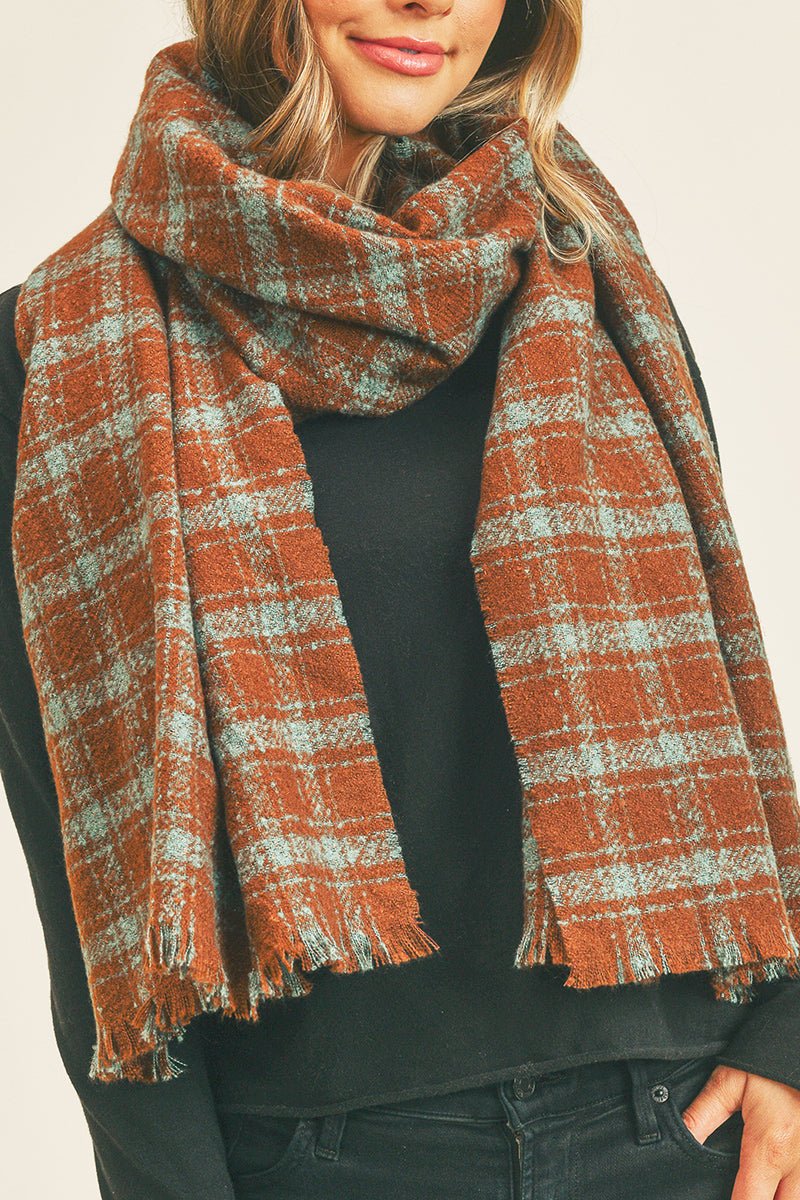 Prescott Plaid Scarf, Rust - Wholesale Accessory Market