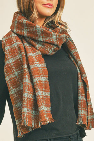 Prescott Plaid Scarf, Rust - Wholesale Accessory Market