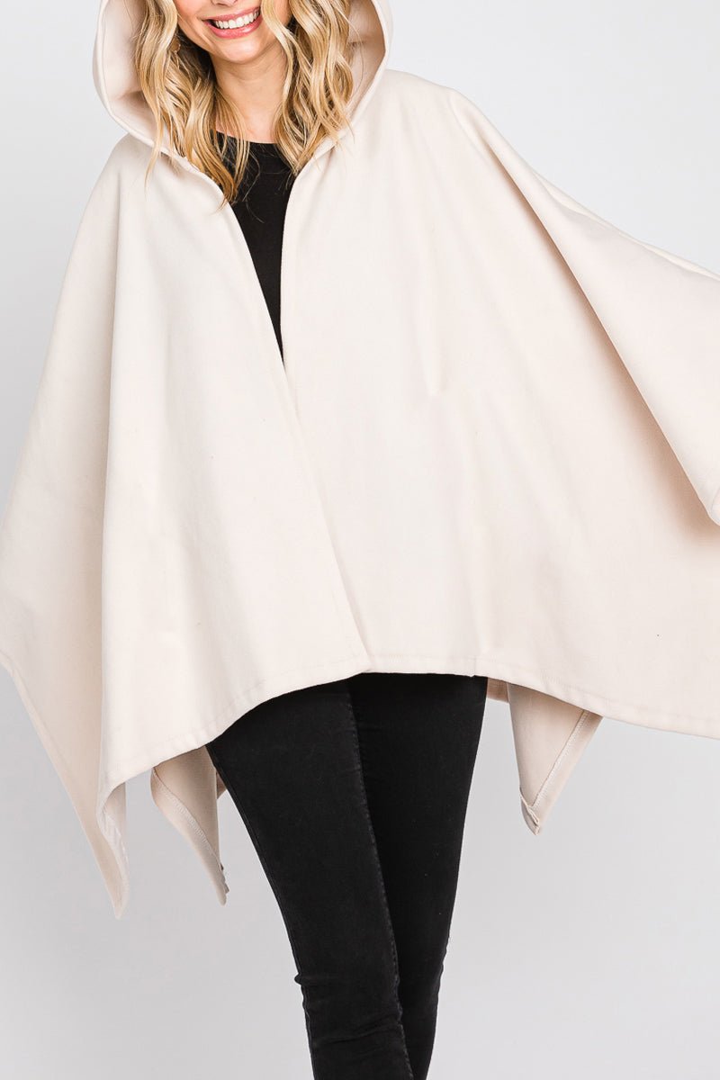 Bonfire Bliss Hooded Ruana, Ivory - Wholesale Accessory Market