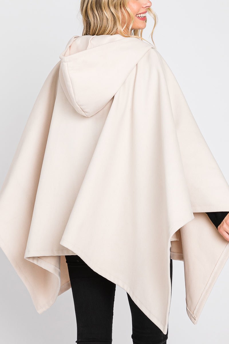 Bonfire Bliss Hooded Ruana, Ivory - Wholesale Accessory Market