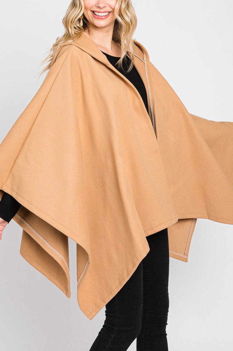 Bonfire Bliss Hooded Ruana, Taupe - Wholesale Accessory Market