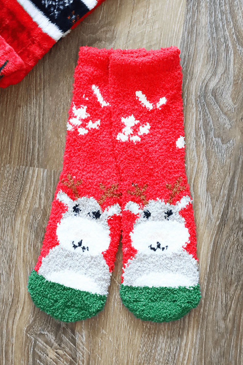 Reindeer Welcome Fuzzy Socks - Wholesale Accessory Market