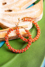 Summit View Orange Beaded Hoop Earrings - Wholesale Accessory Market