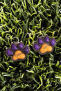 Purple and Yellow Silvertone Paw Print Earrings - Wholesale Accessory Market