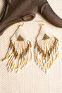 SALE! Ivory Multi-Color Southwestern Seed Bead Triangle Fringe Earrings - Wholesale Accessory Market