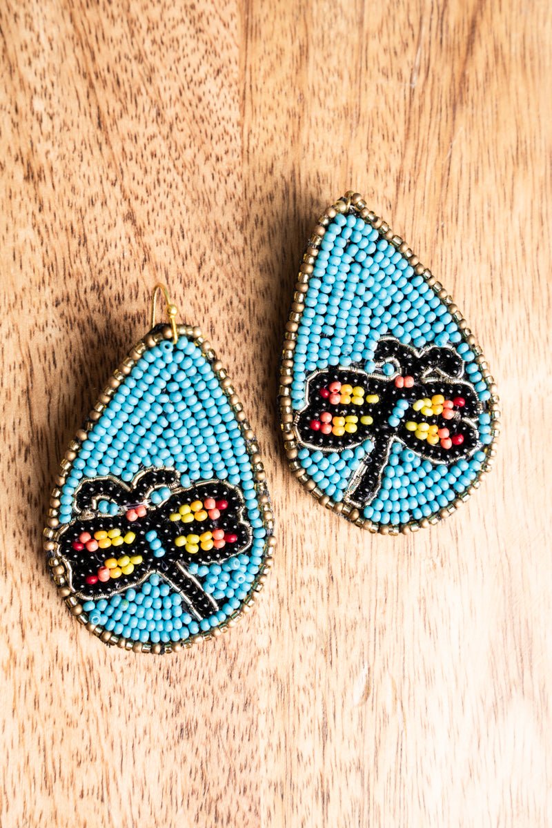 SALE! Dragonfly Blue Multi Seed Bead Teardrop Earrings - Wholesale Accessory Market