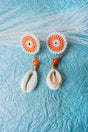 SALE! Coral Seed Bead Cowrie Shell Drop Earrings - Wholesale Accessory Market