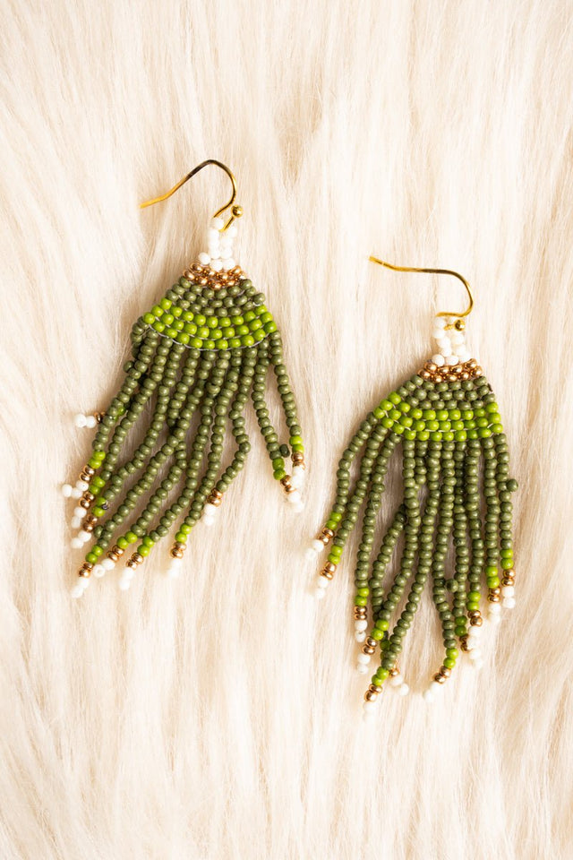 SALE! Corean Green Multi Seed Bead Earrings - Wholesale Accessory Market