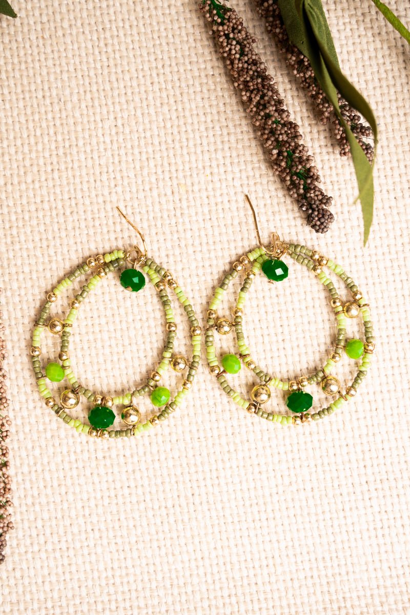 SALE! Atlantis Cove Olive Seed Bead Hoop Earrings - Wholesale Accessory Market