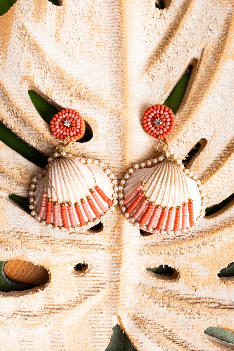 SALE! Ivory and Coral Clam Island Earrings - Wholesale Accessory Market