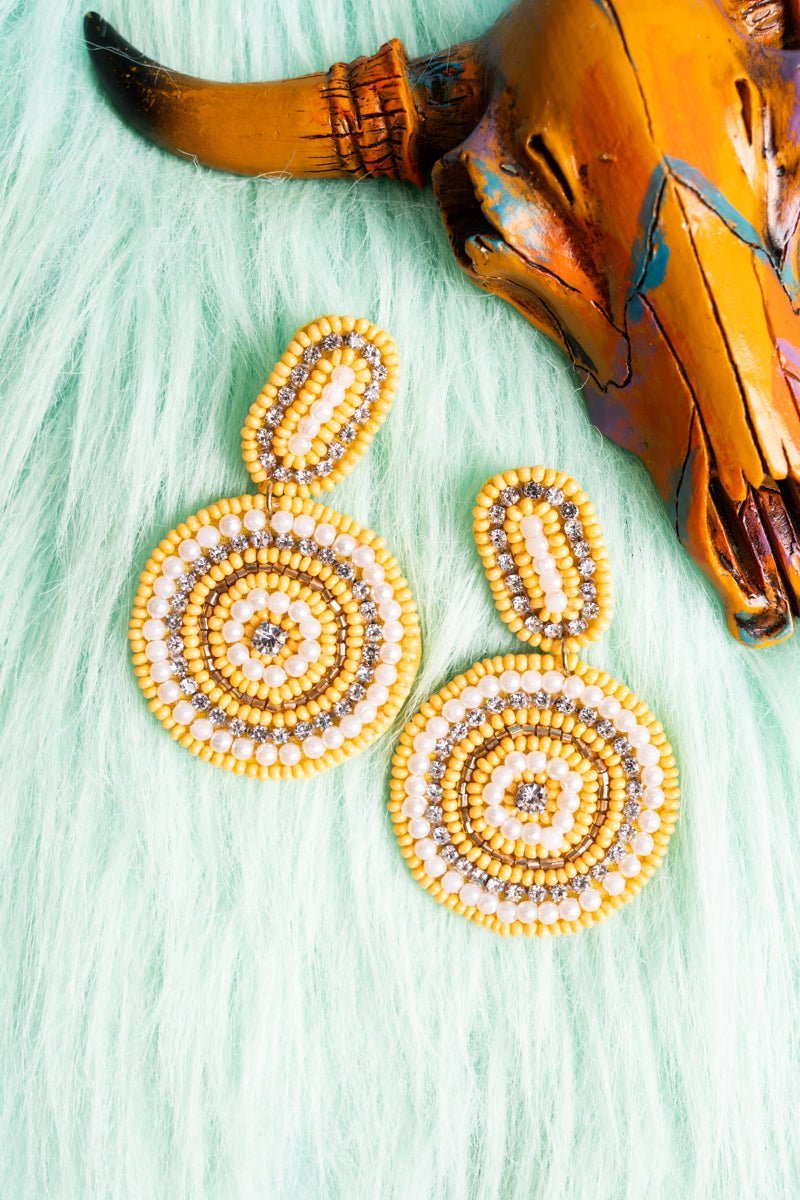 SALE! Yellow Palm Bay Seed Bead Earrings - Wholesale Accessory Market