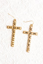 SALE! Goldtone Cube Bead Cross Earrings - Wholesale Accessory Market