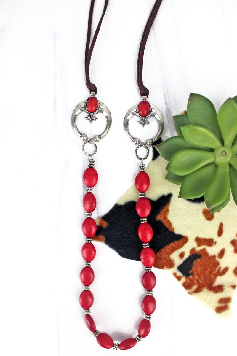 SALE! Red Beaded Double Naja Cord Necklace - Wholesale Accessory Market