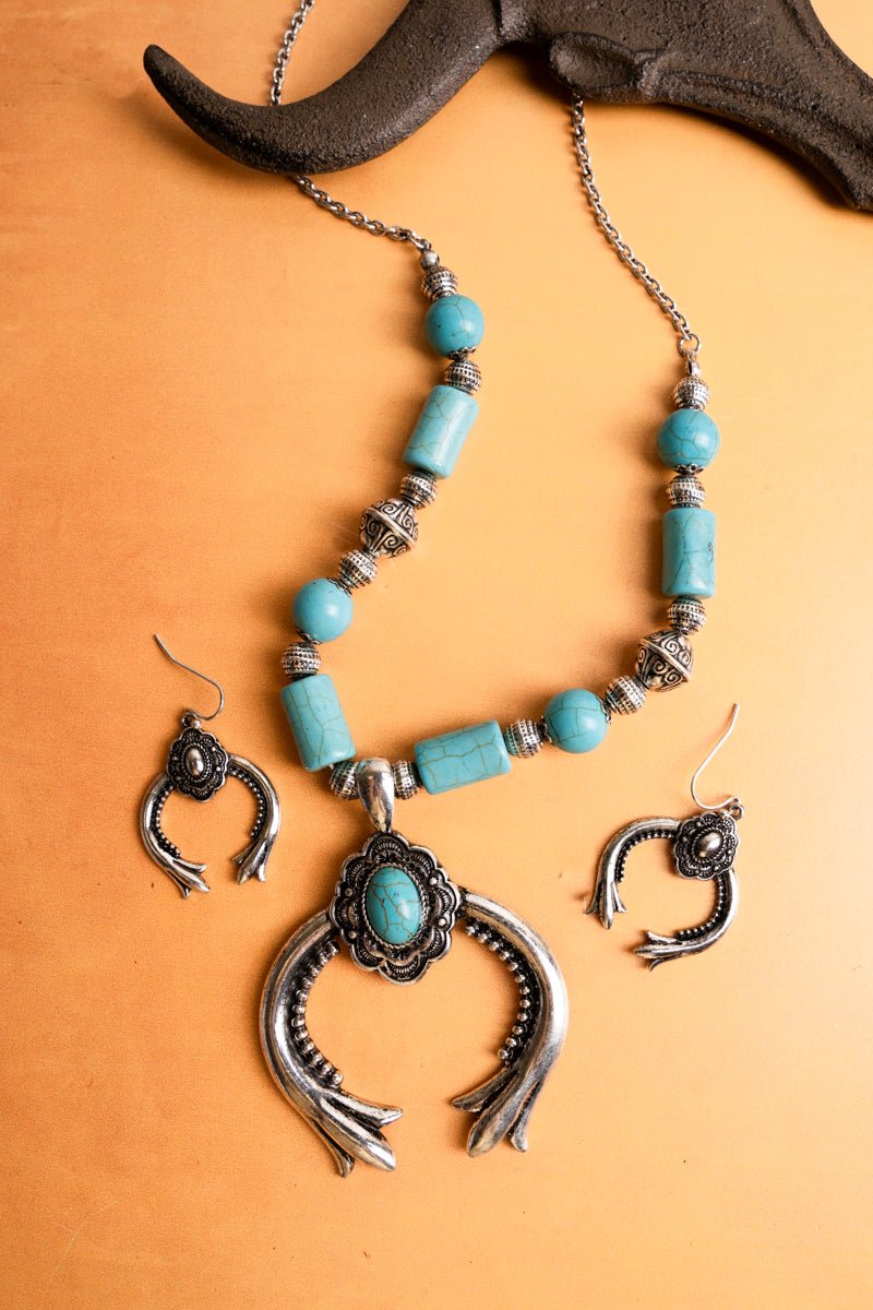 SALE! Turquoise Spanish Valley Naja Beaded Necklace and Earring Set - Wholesale Accessory Market