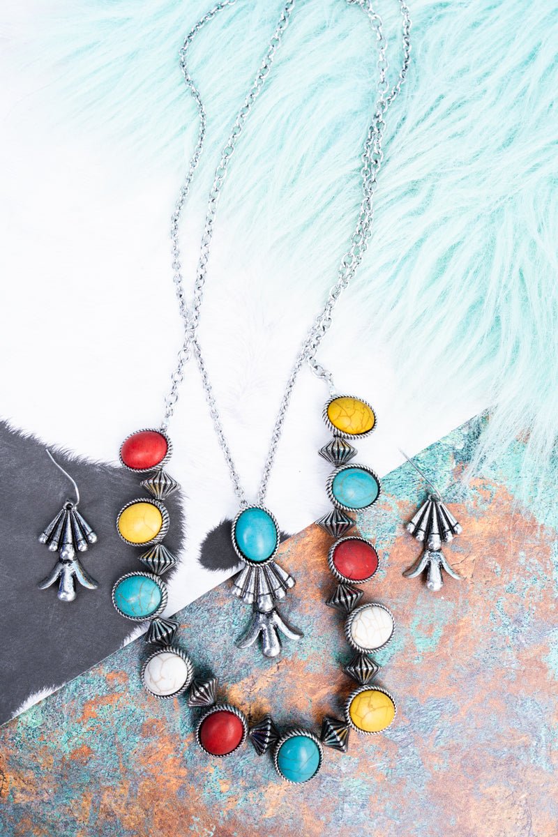 SALE! Multi - Color Eagle Creek Silvertone Necklace and Earring Set - Wholesale Accessory Market