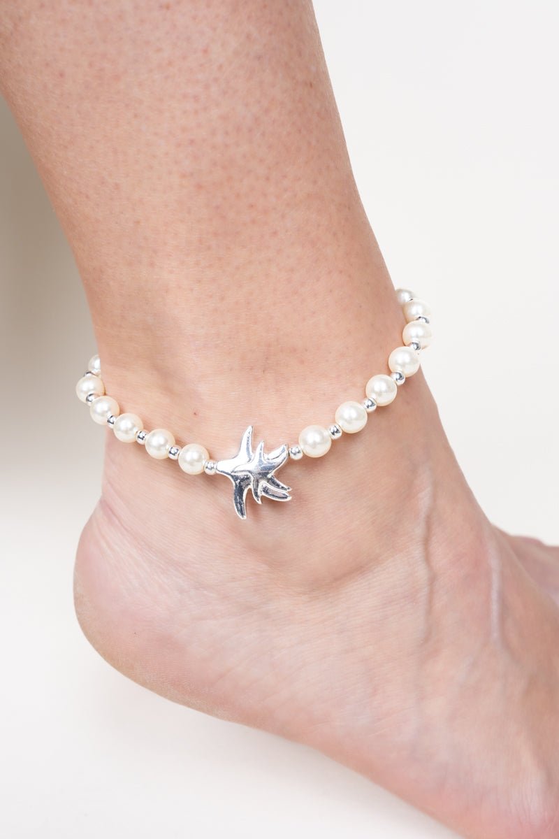 SALE! Silvertone Starfish Pearl Anklet - Wholesale Accessory Market