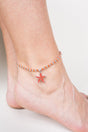 SALE! Orange Starfish Silvertone Beaded Anklet - Wholesale Accessory Market