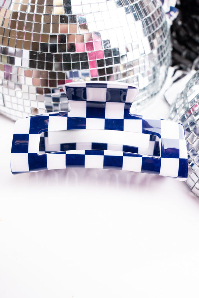 Check This Out Blue and White Hair Claw - Wholesale Accessory Market