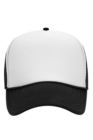 Black with White Foam Front Mid Profile Trucker Hat - Wholesale Accessory Market