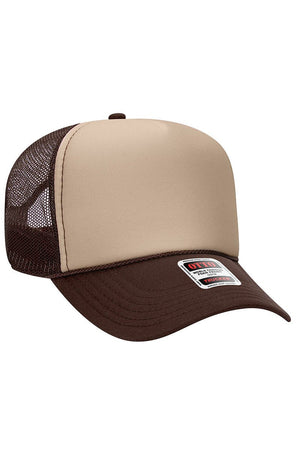 OTTO Brown with Tan Foam Front Mid Profile Trucker Hat - Wholesale Accessory Market