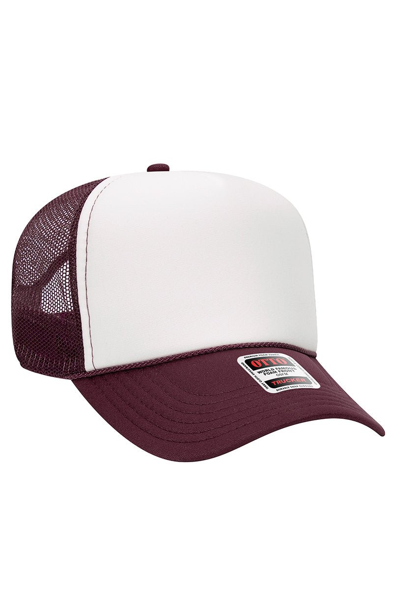 OTTO Maroon with White Foam Front Mid Profile Trucker Hat - Wholesale Accessory Market