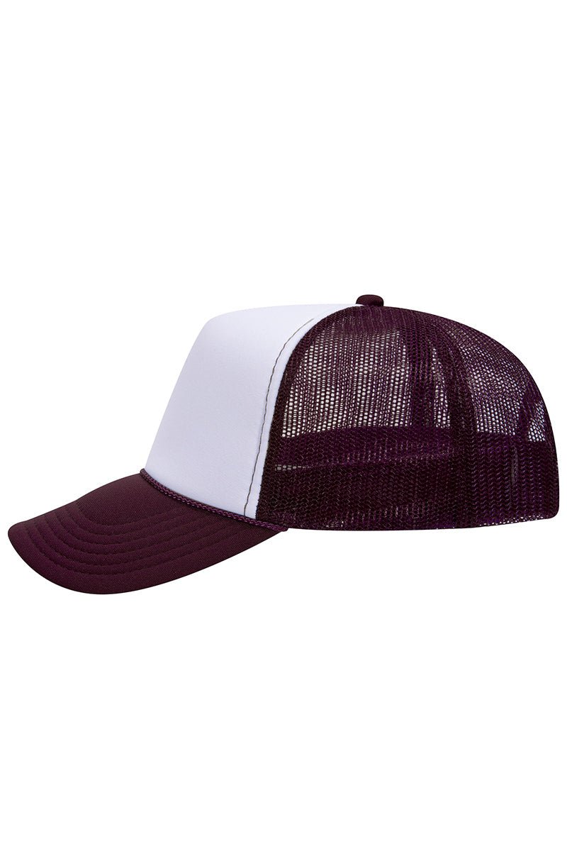 OTTO Maroon with White Foam Front Mid Profile Trucker Hat - Wholesale Accessory Market