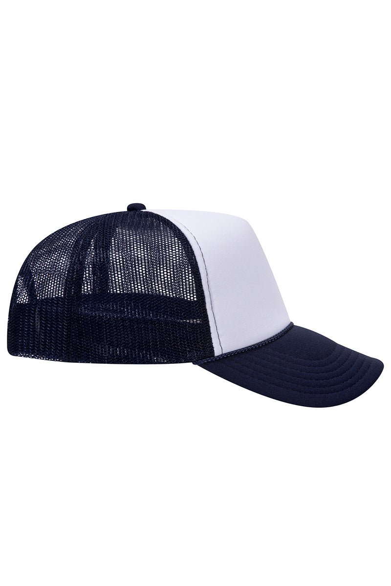 OTTO Navy with White Foam Front Mid Profile Trucker Hat - Wholesale Accessory Market