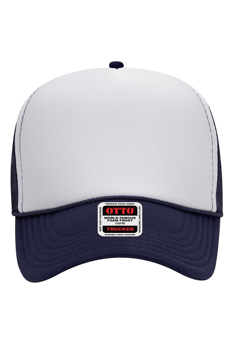 OTTO Navy with White Foam Front Mid Profile Trucker Hat - Wholesale Accessory Market