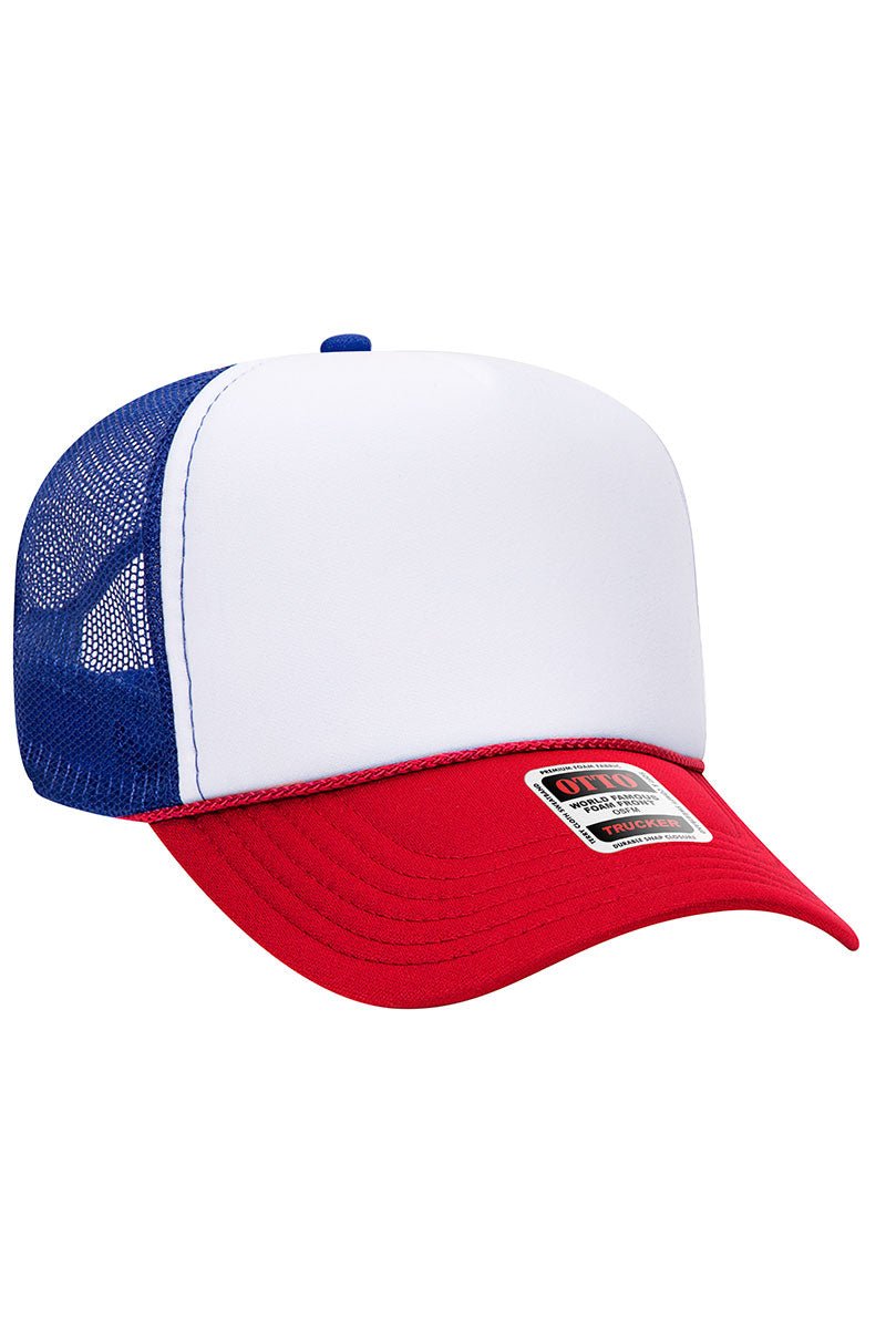 OTTO Red, White, & Blue Foam Front Mid Profile Trucker Hat - Wholesale Accessory Market