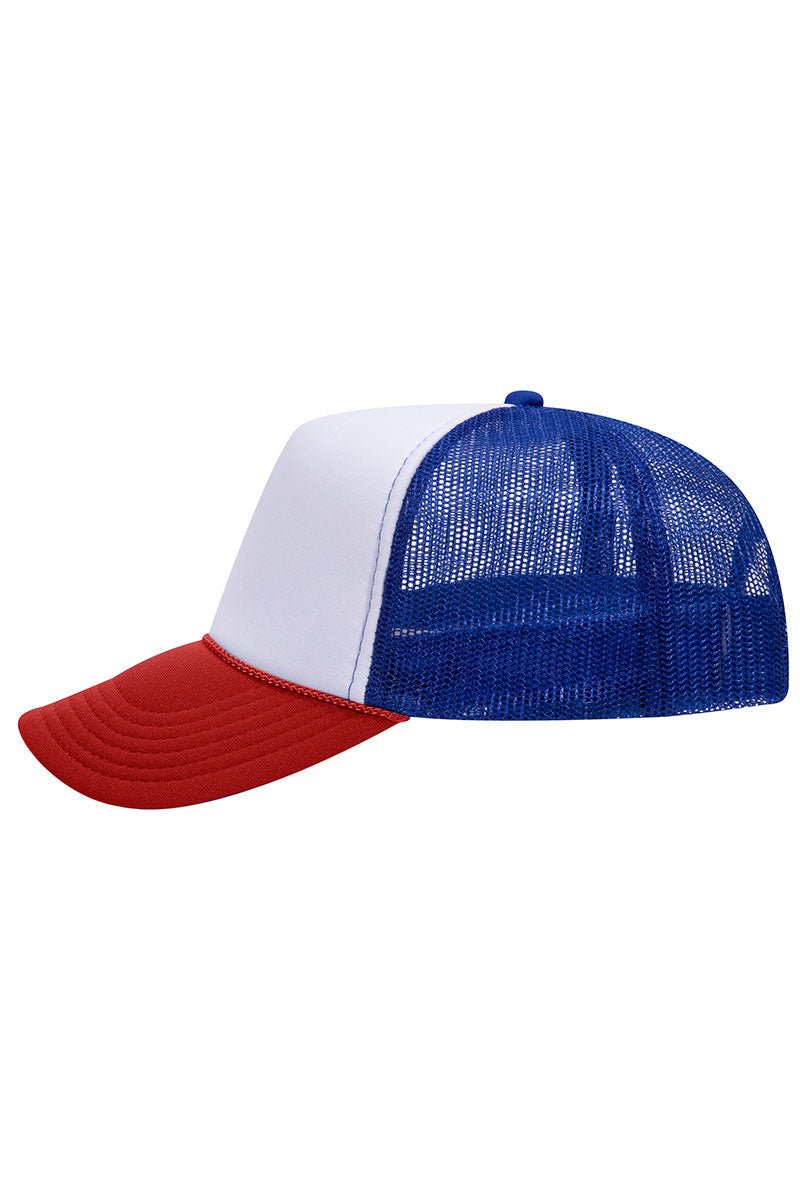 OTTO Red, White, & Blue Foam Front Mid Profile Trucker Hat - Wholesale Accessory Market