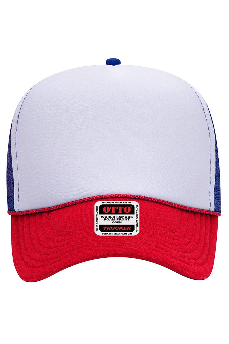 OTTO Red, White, & Blue Foam Front Mid Profile Trucker Hat - Wholesale Accessory Market