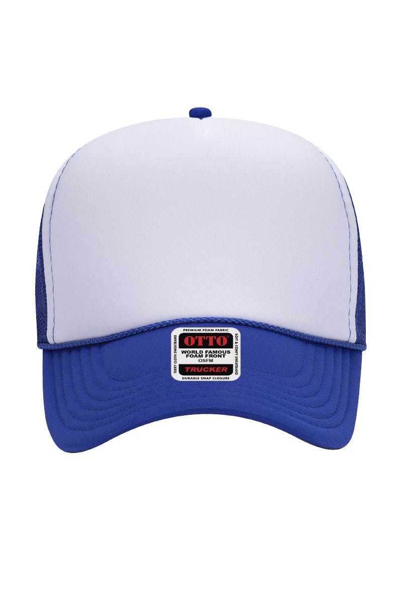 OTTO Royal with White Foam Front Mid Profile Trucker Hat - Wholesale Accessory Market