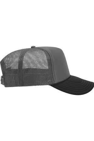 OTTO Black and Charcoal Gray Foam Front High Crown Split Color Trucker Hat - Wholesale Accessory Market