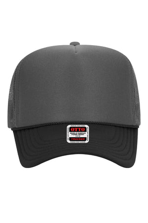 OTTO Black and Charcoal Gray Foam Front High Crown Split Color Trucker Hat - Wholesale Accessory Market