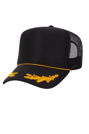 OTTO Black with Gold Foam Front High Crown Trucker Hat - Wholesale Accessory Market