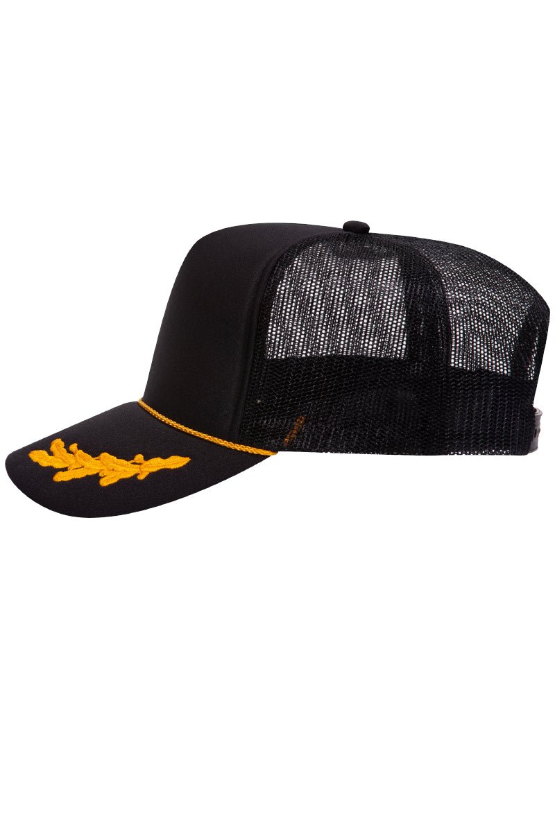 OTTO Black with Gold Foam Front High Crown Trucker Hat - Wholesale Accessory Market