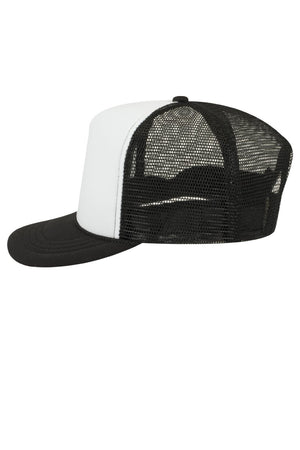 OTTO Black with White Foam Front High Crown Trucker Hat - Wholesale Accessory Market