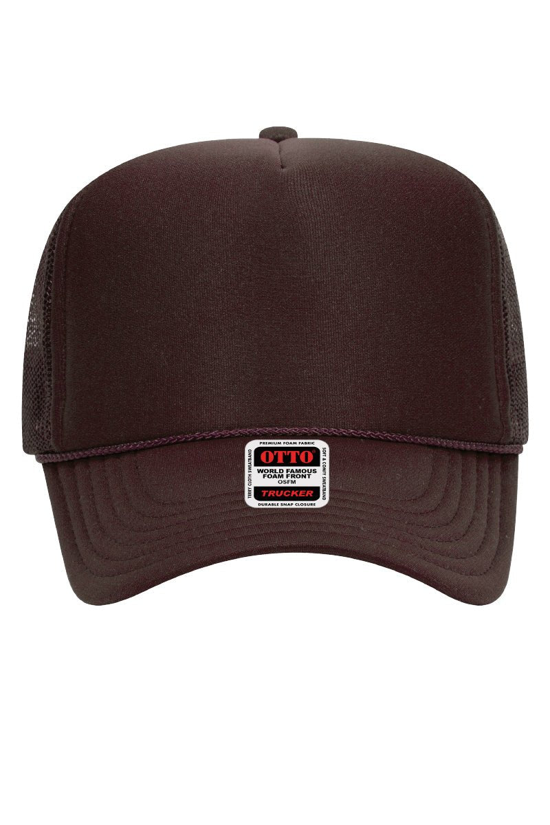 OTTO Brown Foam Front High Crown Trucker Hat - Wholesale Accessory Market