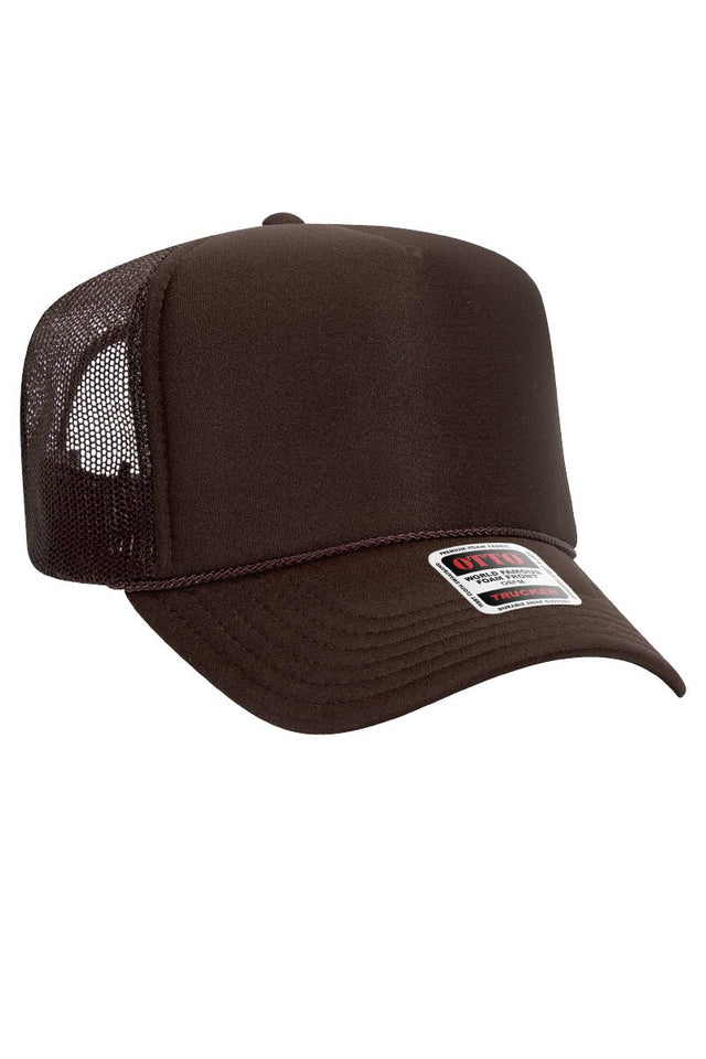 OTTO Brown Foam Front High Crown Trucker Hat - Wholesale Accessory Market