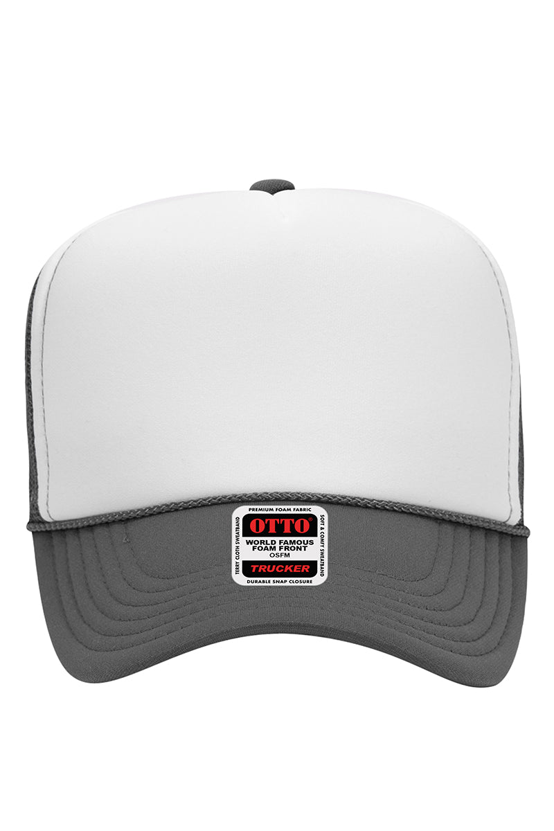 OTTO Charcoal Gray with White Foam Front High Crown Trucker Hat - Wholesale Accessory Market