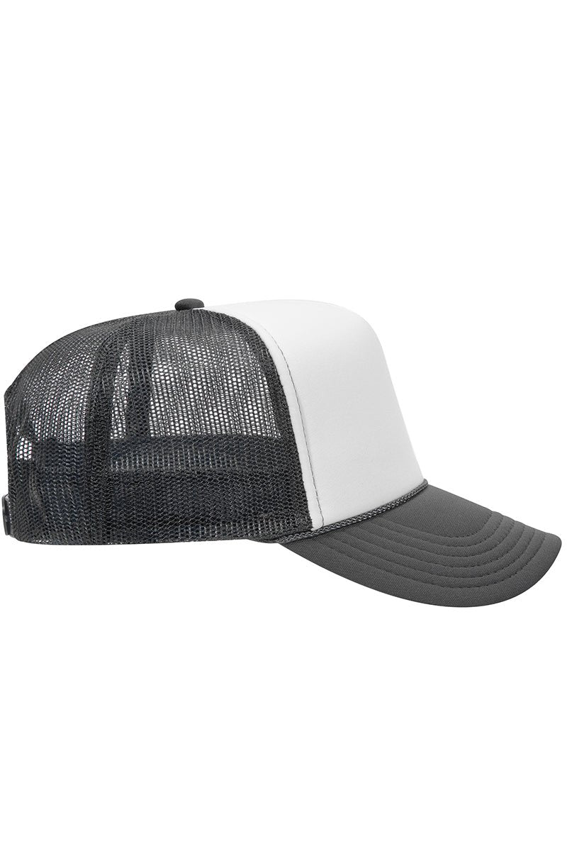 OTTO Charcoal Gray with White Foam Front High Crown Trucker Hat - Wholesale Accessory Market