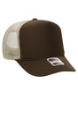 OTTO Dark Brown and Khaki Foam Front High Crown Back Split Color Trucker Hat - Wholesale Accessory Market