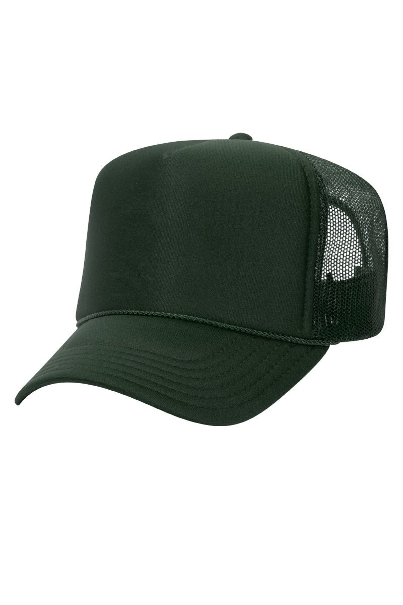 OTTO Dark Green Foam Front High Crown Trucker Hat - Wholesale Accessory Market